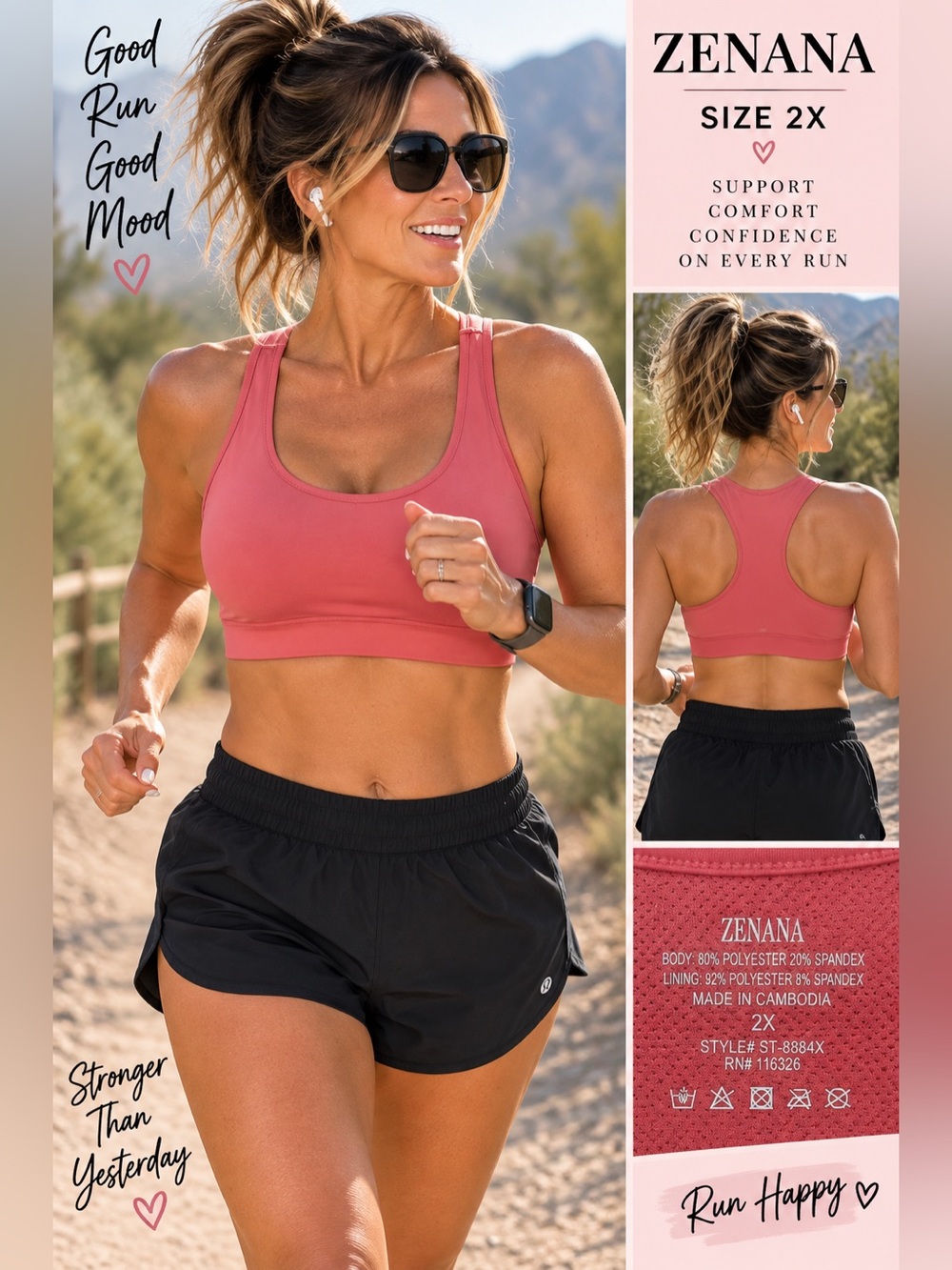 Zenana Outfitters Rose Pink Racerback Sports Bra
